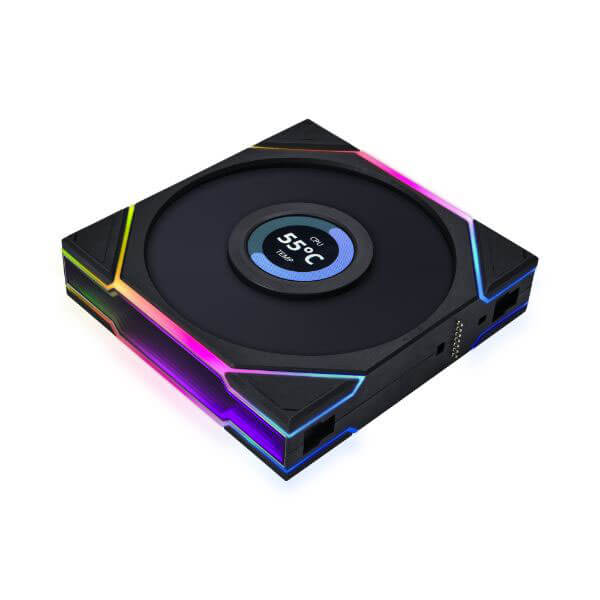 Lian Li UNI Fan TL LCD RGB 120mm Reverse Blade Cabinet Fan, Triple Pack